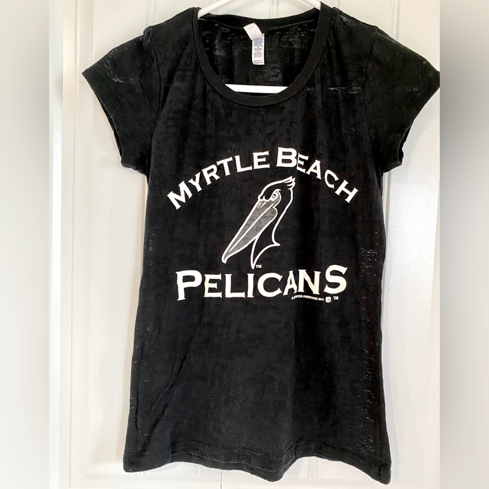 Myrtle Beach Pelican’s baseball women’s black fitted  sheer tshirt. VGUC. Medium